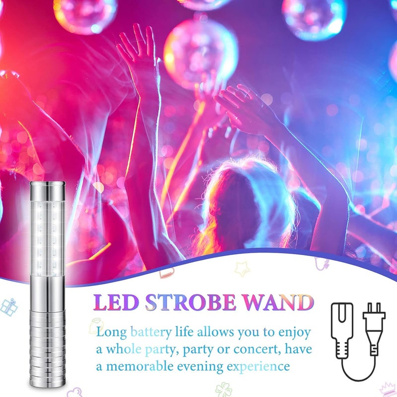 Civaner 2 Pcs LED Bottle Service Lights Strobe Bottle Girl Lights Baton Reusable Rechargeable Service LED Champagne for Bar Club Birthday Weddings Parties(Silver, White Light) - Image 4
